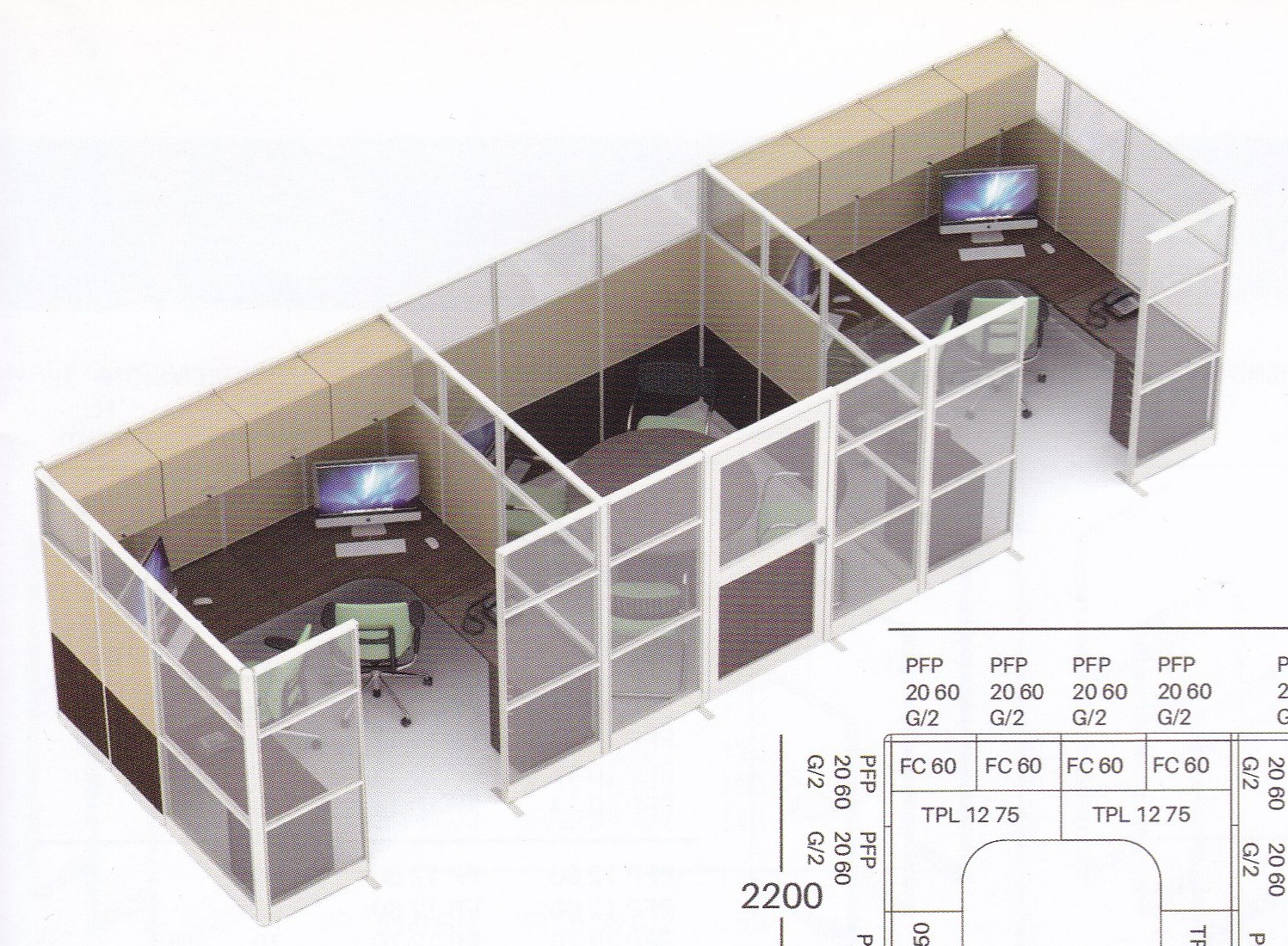 Partisi kantor uno 11 Series Premium 2 Staff dan Meting