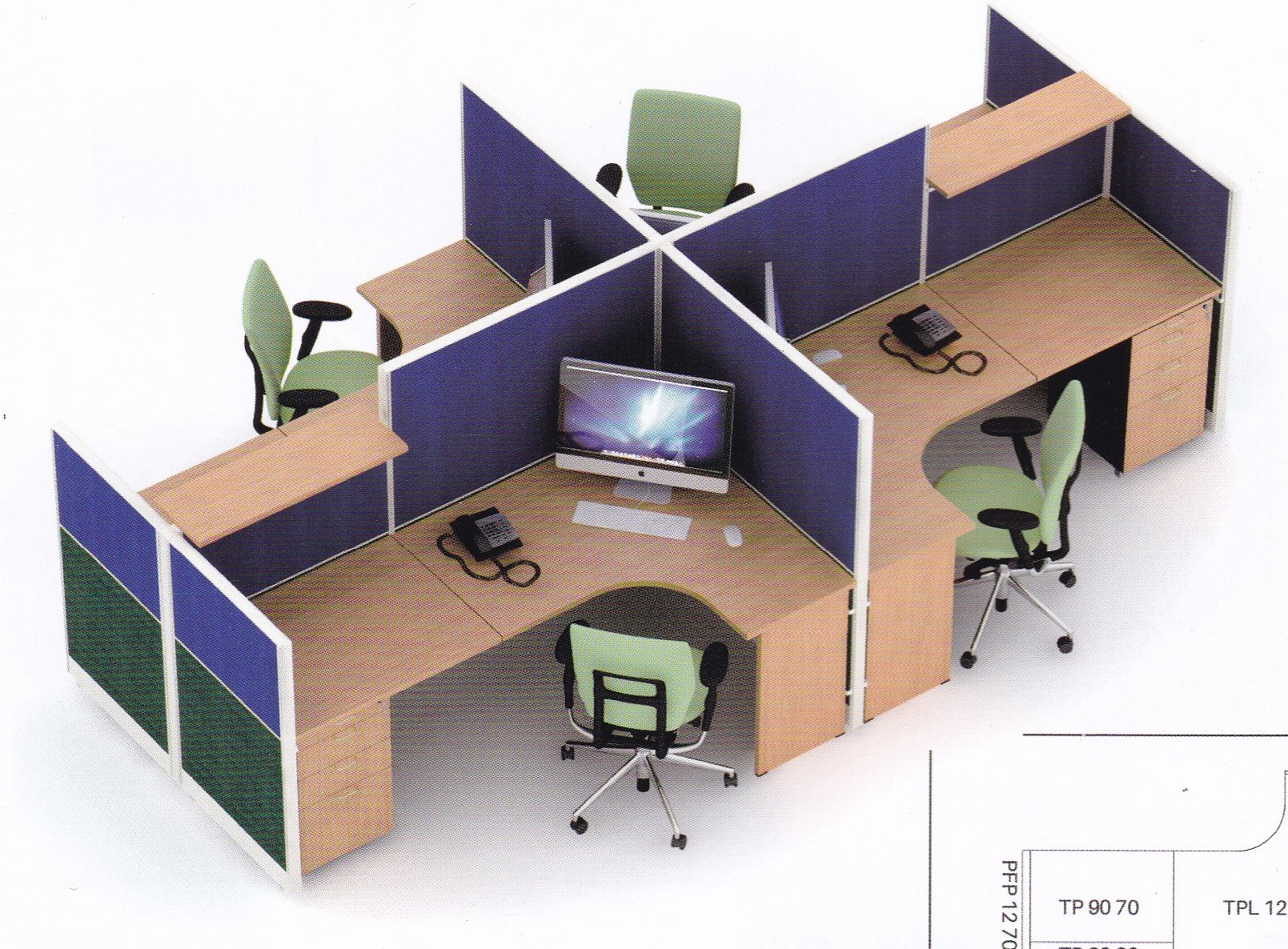Partisi kantor uno 4 Staff ,