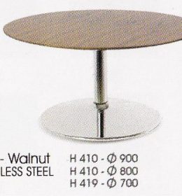 Meja Bulat Indachi CTR-Walnut Stainless Steel