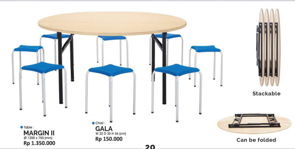 Meja Makan Lipat bulat Ichiko Margin 2