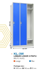 LEMARI LOCKER BESI SEKOLAH KOZURE 3 PINTU KL-3W