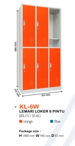 LEMARI LOCKER SEKOLAH KOZURE 6 PINTU KL-6W