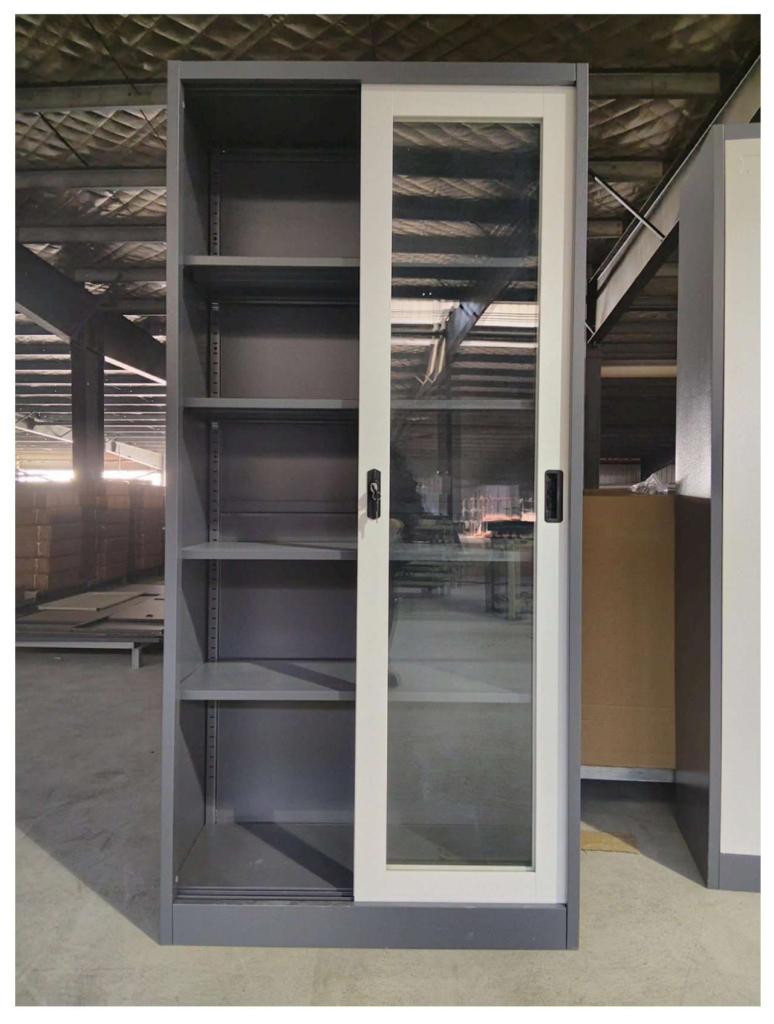 Lemari arsip besi pintu kaca